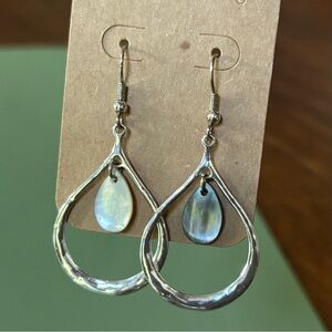 Elegant Silver-plated & Mother-of-Pearl Teardrop Earrings